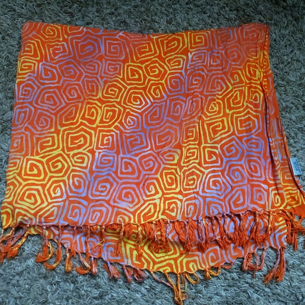 Orange swirl design scarf/wrap